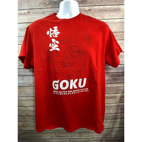 Dragon Ball Super Men Shirt Large Red Goku Super Saiyan God Graphic Anime Tee - Picture 2 of 9
